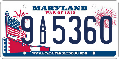 MD license plate 9AD5360
