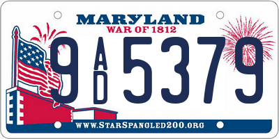 MD license plate 9AD5379