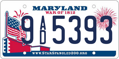 MD license plate 9AD5393