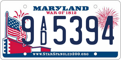 MD license plate 9AD5394
