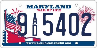MD license plate 9AD5402