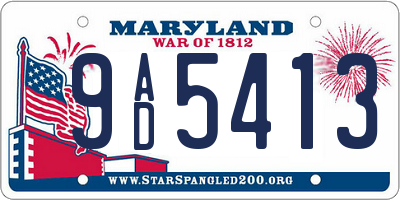 MD license plate 9AD5413