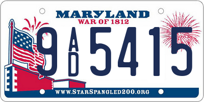 MD license plate 9AD5415
