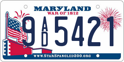 MD license plate 9AD5421