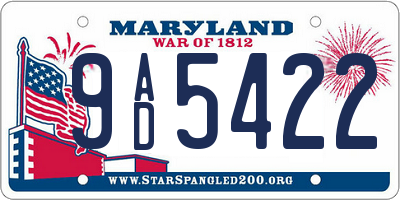 MD license plate 9AD5422