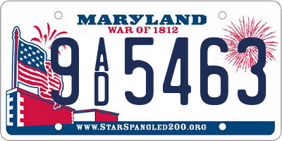 MD license plate 9AD5463