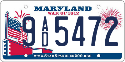 MD license plate 9AD5472