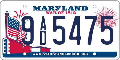 MD license plate 9AD5475
