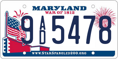 MD license plate 9AD5478