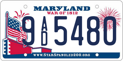 MD license plate 9AD5480
