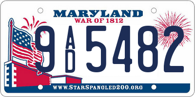 MD license plate 9AD5482