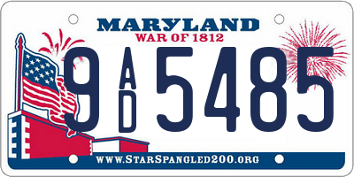 MD license plate 9AD5485