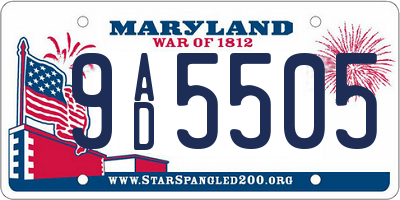 MD license plate 9AD5505
