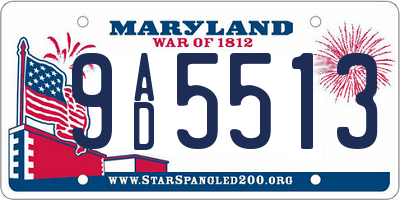 MD license plate 9AD5513