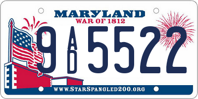 MD license plate 9AD5522