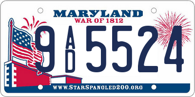 MD license plate 9AD5524