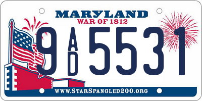 MD license plate 9AD5531