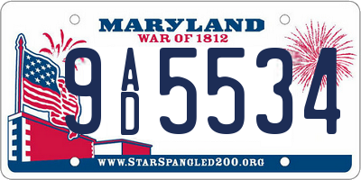 MD license plate 9AD5534