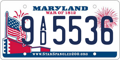 MD license plate 9AD5536