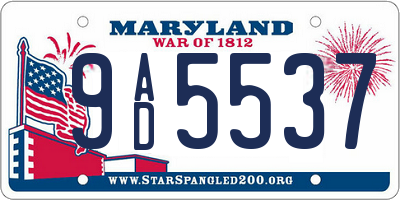 MD license plate 9AD5537