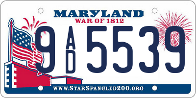 MD license plate 9AD5539