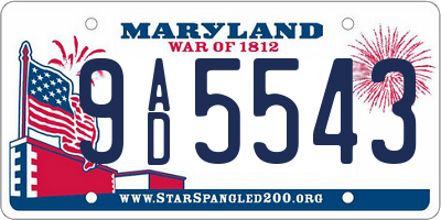 MD license plate 9AD5543