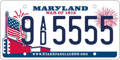 MD license plate 9AD5555