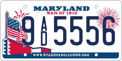 MD license plate 9AD5556