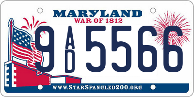 MD license plate 9AD5566