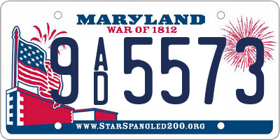 MD license plate 9AD5573