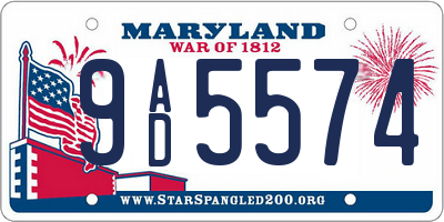 MD license plate 9AD5574