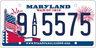 MD license plate 9AD5575