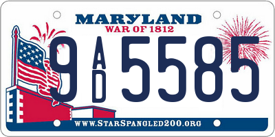 MD license plate 9AD5585
