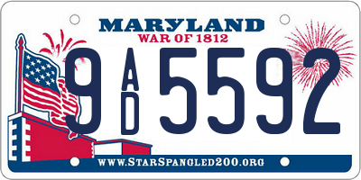 MD license plate 9AD5592