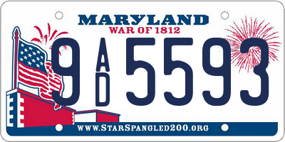 MD license plate 9AD5593