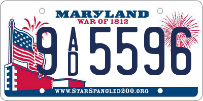 MD license plate 9AD5596