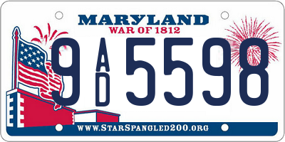 MD license plate 9AD5598