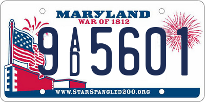 MD license plate 9AD5601