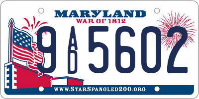 MD license plate 9AD5602