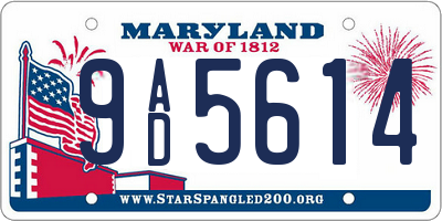 MD license plate 9AD5614