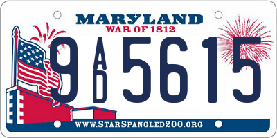 MD license plate 9AD5615