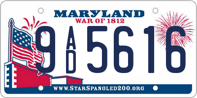 MD license plate 9AD5616