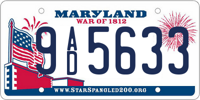 MD license plate 9AD5633