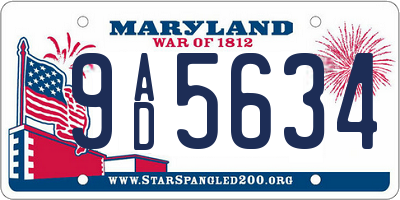 MD license plate 9AD5634