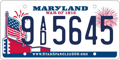 MD license plate 9AD5645