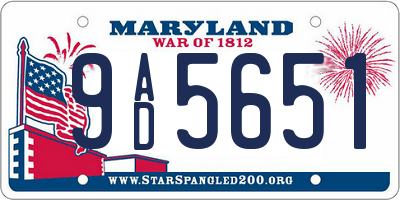 MD license plate 9AD5651