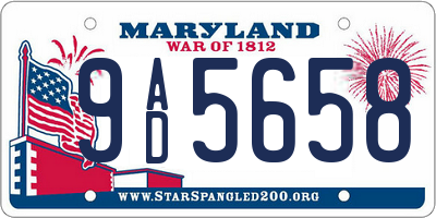 MD license plate 9AD5658