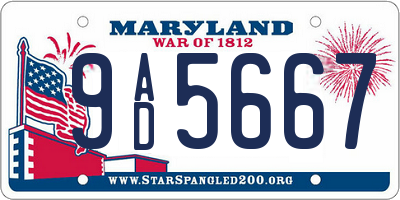 MD license plate 9AD5667