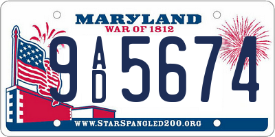 MD license plate 9AD5674