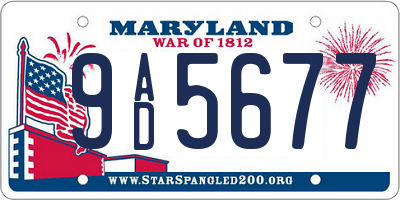 MD license plate 9AD5677